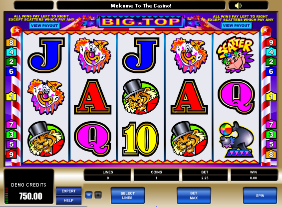 Haz click y juega el juego de tragamonedas gratis Big Top Juego de tragamonedas Big Top