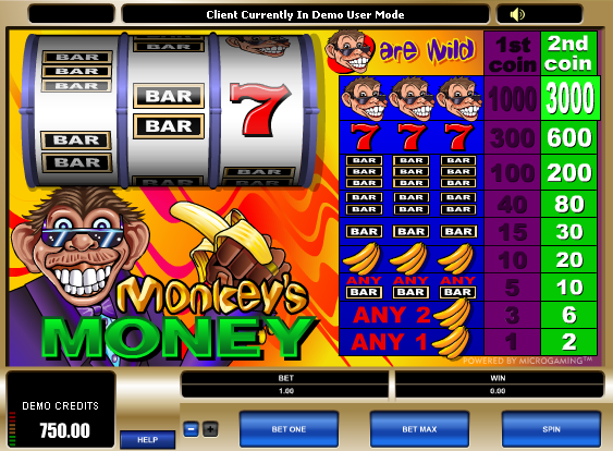 Haz click y juega el juego de tragamonedas gratis Monkeys Money Juego de tragamonedas Monkeys Money