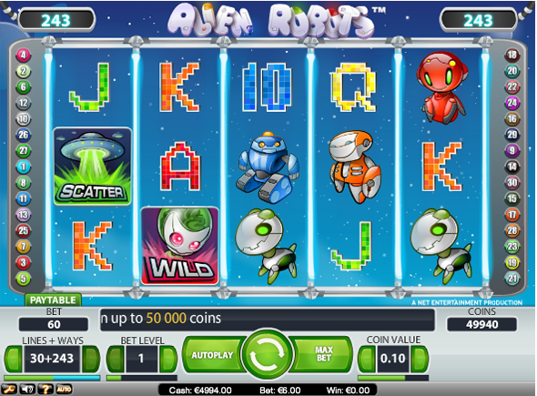 Haz click y juega el juego de tragamonedas gratis Alien Robots Alien Robots juegos de tragamonedas gratis